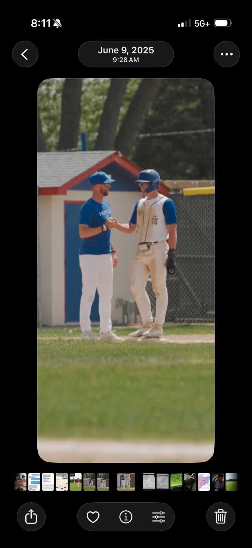 Pat Tschida coaching first base during a townball game